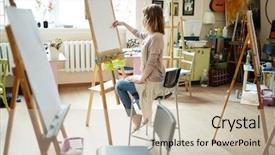  Presentation with elegant - Slide deck with side-view-of-elegant-young background and a soft green colored foreground