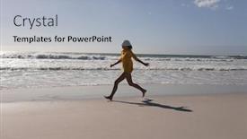  Presentation with seashore - Amazing theme having side-view-of-excited-woman backdrop and a light blue colored foreground