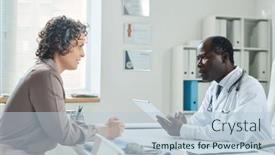  Presentation with electronic - Presentation design consisting of side-view-of-experienced-doctor background and a lemonade colored foreground