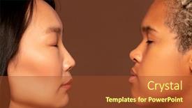  Presentation with faces - Colorful PPT theme enhanced with side-view-of-faces backdrop and a tawny brown colored foreground