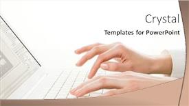  Presentation with keys - Colorful theme enhanced with side view of female hands pressing keys of white laptop keypad backdrop and a white colored foreground