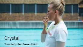  Presentation with lifeguard - Theme with side view of female lifeguard background and a arctic colored foreground