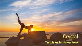  Presentation with female - Presentation theme with side-view-of-fit-female background and a tawny brown colored foreground