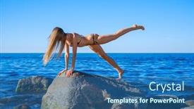  Presentation with seashore - Beautiful slide deck featuring side-view-of-fit-female backdrop and a ocean colored foreground