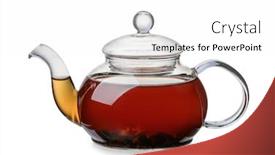  Presentation with black tea - Presentation theme with side view of glass teapot full of black tea isolated on white background and a white colored foreground