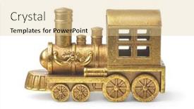  Presentation with steam train - Presentation consisting of side-view-of-golden-toy background and a blonde colored foreground