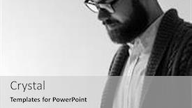  Presentation with man holding phone - Slides featuring side-view-of-handsome-man background and a light gray colored foreground