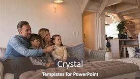  Presentation with living room family - PPT theme consisting of side-view-of-happy-family background and a tawny brown colored foreground