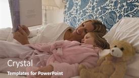  Presentation with social isolation - Beautiful PPT layouts featuring side-view-of-happy-mother backdrop and a violet colored foreground