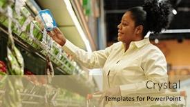  Presentation with grocery - Slide set enhanced with side-view-of-happy-young background and a coral colored foreground