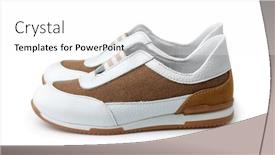  Presentation with kids sport - Slide set having side view of kids sport shoes isolated on white background and a white colored foreground