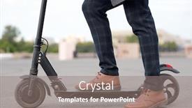  Presentation with electric scooter - Slide set featuring side-view-of-legs background and a gray colored foreground