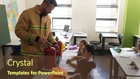  Presentation with classroom safety - Presentation design consisting of side-view-of-male-caucasian background and a tawny brown colored foreground