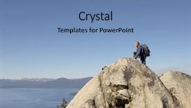  Presentation with boulder - Cool new PPT layouts with side view of male hiker on boulder at coast backdrop and a teal colored foreground