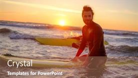  Presentation with surfing - Colorful PPT theme enhanced with side-view-of-man backdrop and a coral colored foreground