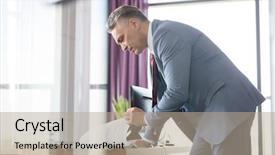  Presentation with reading - Audience pleasing presentation theme consisting of side-view-of-mature-businessman backdrop and a coral colored foreground