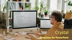  Presentation with confident - Presentation theme with side-view-of-mature-confident background and a tawny brown colored foreground