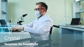  Presentation with disability - Presentation design featuring side-view-of-mature-male background and a seafoam green colored foreground