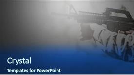  Presentation with boot camp - Audience pleasing presentation theme consisting of side view of military soldier backdrop and a ocean colored foreground