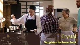  Presentation with multi ethnic group - Presentation theme having side-view-of-multi-ethnic background and a tawny brown colored foreground