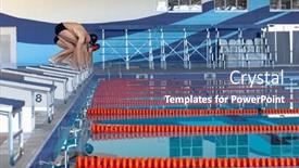  Presentation with pool side - Presentation having side-view-of-multi-ethnic background and a ocean colored foreground