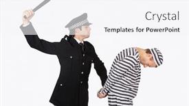  Presentation with police - Presentation design enhanced with side-view-of-police-officer background and a sky blue colored foreground