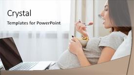  Presentation with pregnant woman - PPT theme consisting of side view of pregnant woman background and a  colored foreground