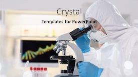  Presentation with microscope - Slides consisting of side-view-of-researcher background and a light gray colored foreground