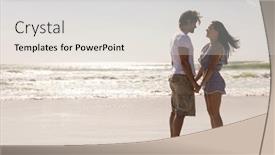  Presentation with romantic beach - Audience pleasing theme consisting of side-view-of-romantic-young backdrop and a light gray colored foreground