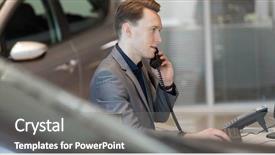  Presentation with salesman - Amazing slide deck having side view of salesman talking backdrop and a gray colored foreground