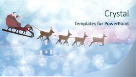  Presentation with santa sleigh - Slide deck featuring side view of santa claus background and a cool aqua colored foreground