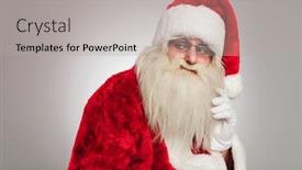  Presentation with santa - Beautiful slides featuring side view of santa claus thinking on grey backround backdrop and a light gray colored foreground
