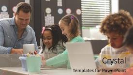  Presentation with school growth and development - Cool new PPT layouts with side view of school boys backdrop and a coral colored foreground