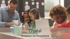  Presentation with school kids - Slide set consisting of side view of school kids background and a coral colored foreground