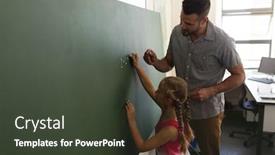  Presentation with math teacher - Audience pleasing presentation design consisting of side-view-of-schoolgirl backdrop and a tawny brown colored foreground