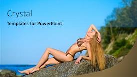  Presentation with boulder - Presentation theme having side-view-of-self-assured background and a light gray colored foreground