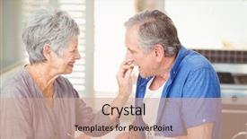  Presentation with healthy workplace full length side view - Amazing PPT theme having side view of senior woman backdrop and a coral colored foreground