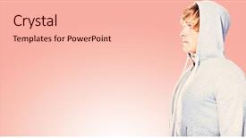  Presentation with pastel pink - Audience pleasing presentation design consisting of side view of serious man looking away against pastel pink backdrop and a lemonade colored foreground