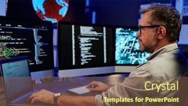  Presentation with server - Presentation theme with side-view-of-serious-server background and a violet colored foreground