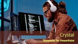  Presentation with dark night - Presentation consisting of side-view-of-serious-young background and a tawny brown colored foreground