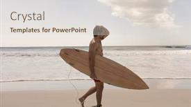  Presentation with sunshine - Audience pleasing theme consisting of young male surfer with surfboard backdrop and a lemonade colored foreground