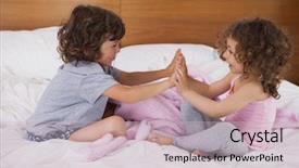  Presentation with siblings - Amazing presentation theme having side view of siblings clapping backdrop and a soft green colored foreground