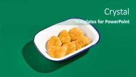  Presentation with nuggets food - Slides with side-view-of-six-chicken background and a ocean colored foreground