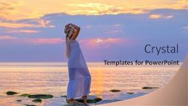  Presentation with calm sea - Beautiful slides featuring side-view-of-slender-female backdrop and a light blue colored foreground