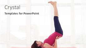  Presentation with intensive care - Colorful slide deck enhanced with side view of slim yogini having a workout on a yoga mat in the gym the concept of health care intensive training in the gym with a view from french windows backdrop and a white colored foreground