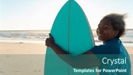  Presentation with african sunset - PPT theme enhanced with side-view-of-smiling-african background and a ocean colored foreground