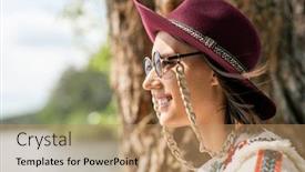  Presentation with maroon - Audience pleasing presentation design consisting of side-view-of-smiling-pensive backdrop and a coral colored foreground