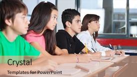  Presentation with teenage - Beautiful slide deck featuring side view of teenage students backdrop and a coral colored foreground