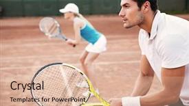  Presentation with professional tennis player athlete man - Amazing presentation design having side view of tennis man backdrop and a lemonade colored foreground