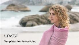  Presentation with healthy workplace full length side view - Amazing PPT theme having side view of thoughtful caucasian backdrop and a white colored foreground